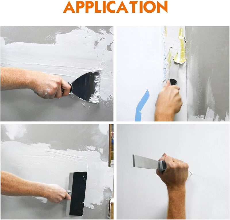 Rolling Dog 5 PC Putty Knife Set- Include 1", 3" and 5" Spackle Knife, 1.5" Chisel Scraper, 10" Taping Knife for Drywall Repair - Image 5